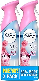 Febreze Air Mist, Air Freshener Spray, Odor Fighting Room Spray, Deodorizer for Home Bathroom Kitchen Office Apartment Dorm Room Classroom, Downy April Fresh Scent, 8.1oz (Pack of 2)