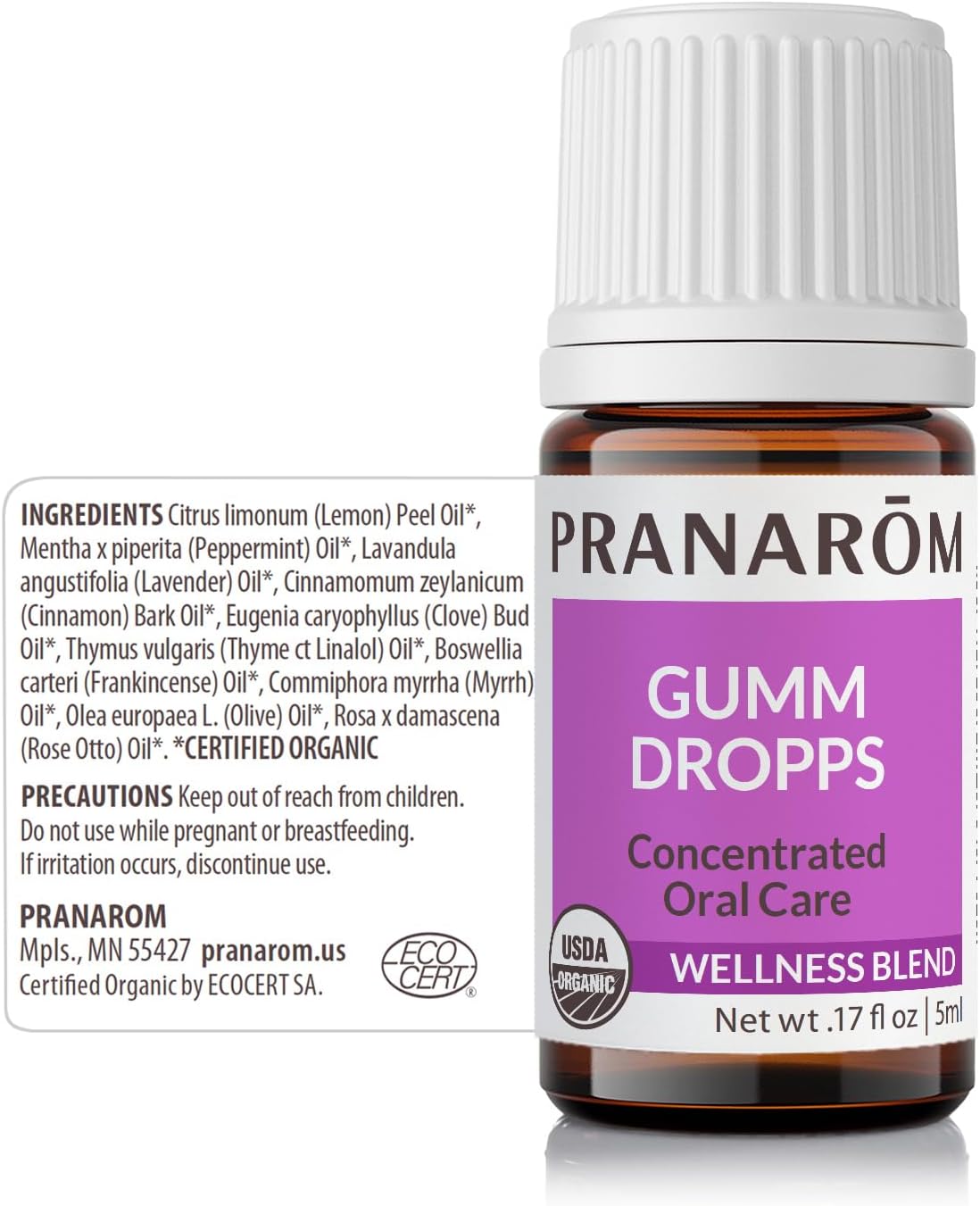 Pranarom - Gumm Dropps Essential Oil for Teeth & Gums, Natural for Oral Care, Pure & Organic Essential Oils (Peppermint, Thyme, Clove, Lemon, & Cinnamon), 5 ml