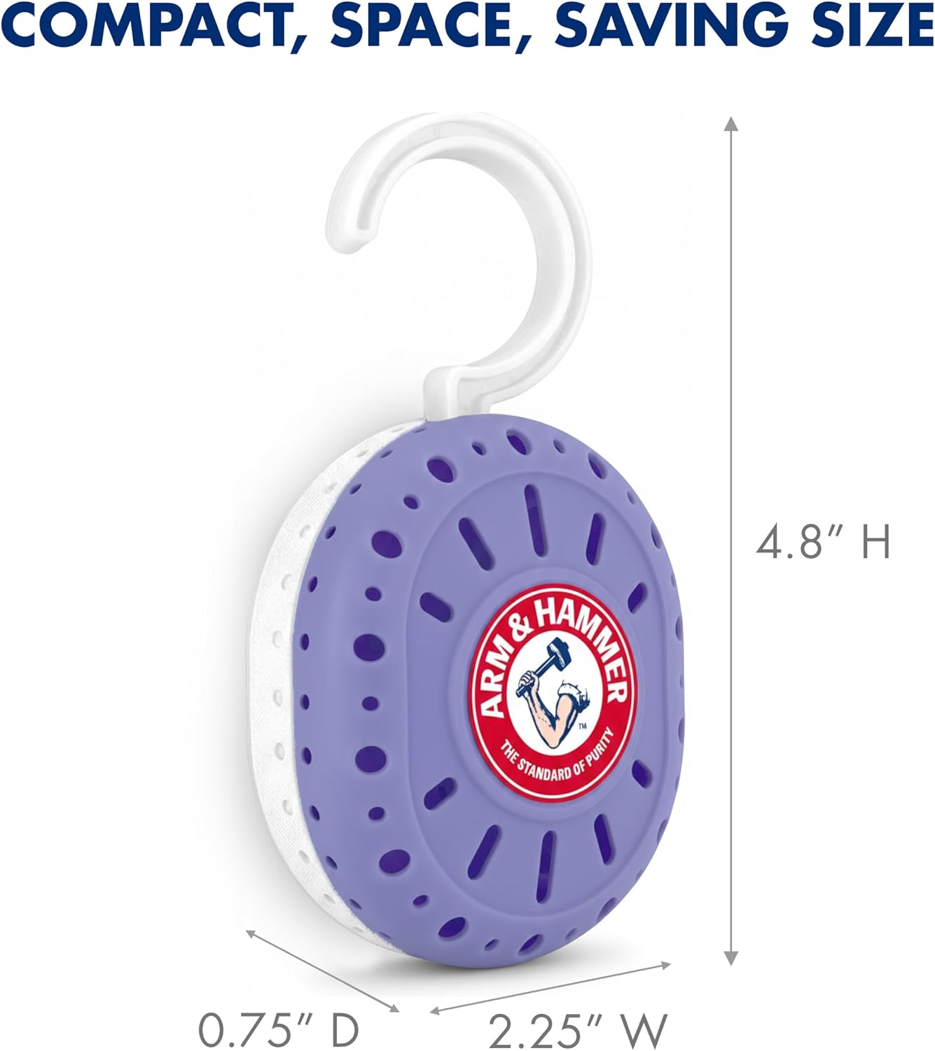 Arm & Hammer OdorBusterz ClosetMATE™, Lavender, 4 Count – Hanging Odor Absorber with Baking Soda, 360° Rotating Hook for Closets, Lockers & Storage Areas