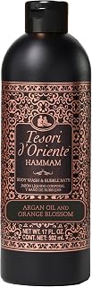 Tesori d’Oriente Hammam Body Wash & Bubble Bath, 17.5 fl oz, Gentle, Hydrating Shower Gel with Argan Oil & Vitamin E, Warm Orange Blossom Scented, No Silicones, Parabens & Mineral Oil