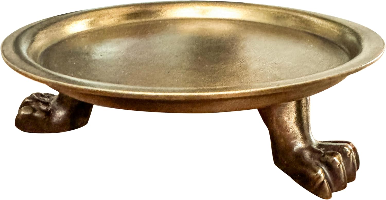 100% Solid Brass Clawfoot Tray | Candle Holder, Jewelry Holder, Antique Candle Holder, Fits up to 3.5" Diameter Candles, Trays for Decor