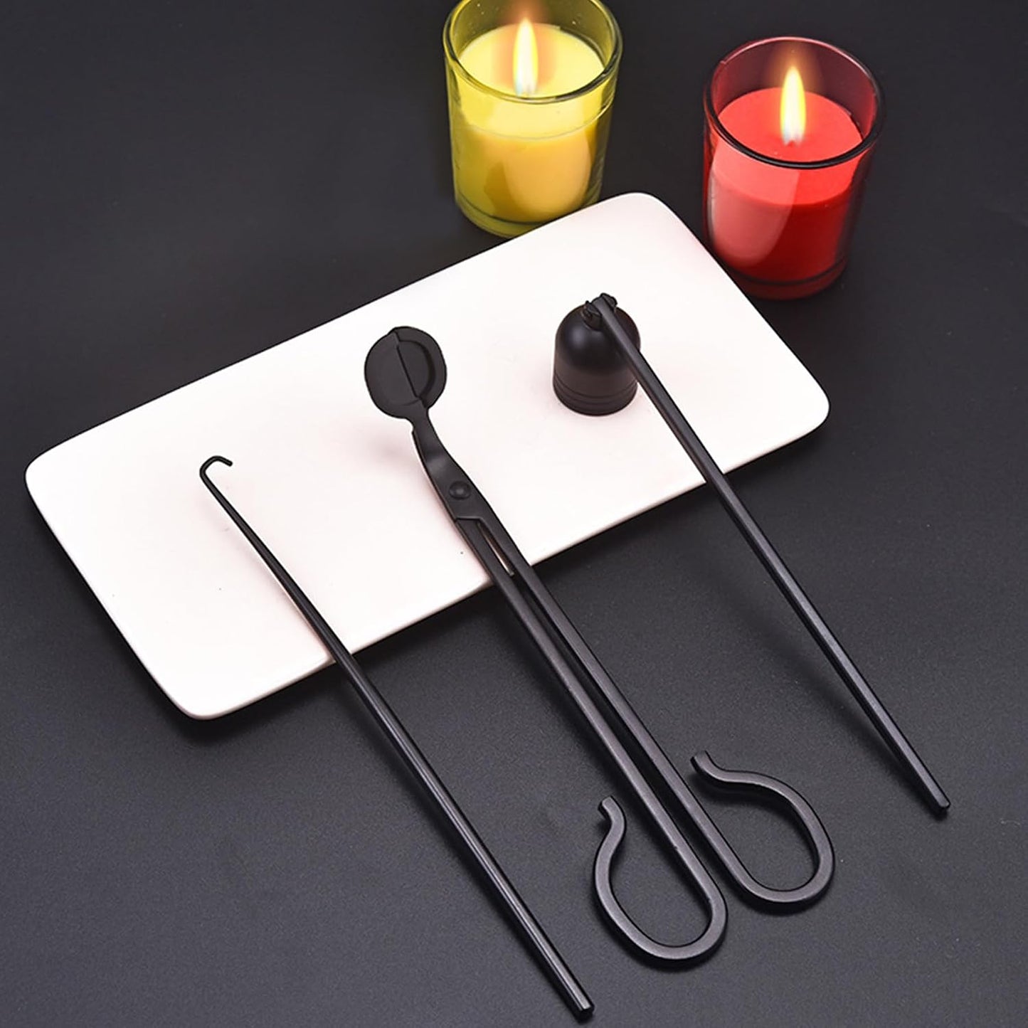 Candle Wick Trimmer Candle Snuffer Extinguisher Candle Wick Dipper Candle Scissor Wick Cutter 3 in 1 Candle Accessory Set with Storage Pouch Candle Care Kit Candle Gift Set for Candle Lovers
