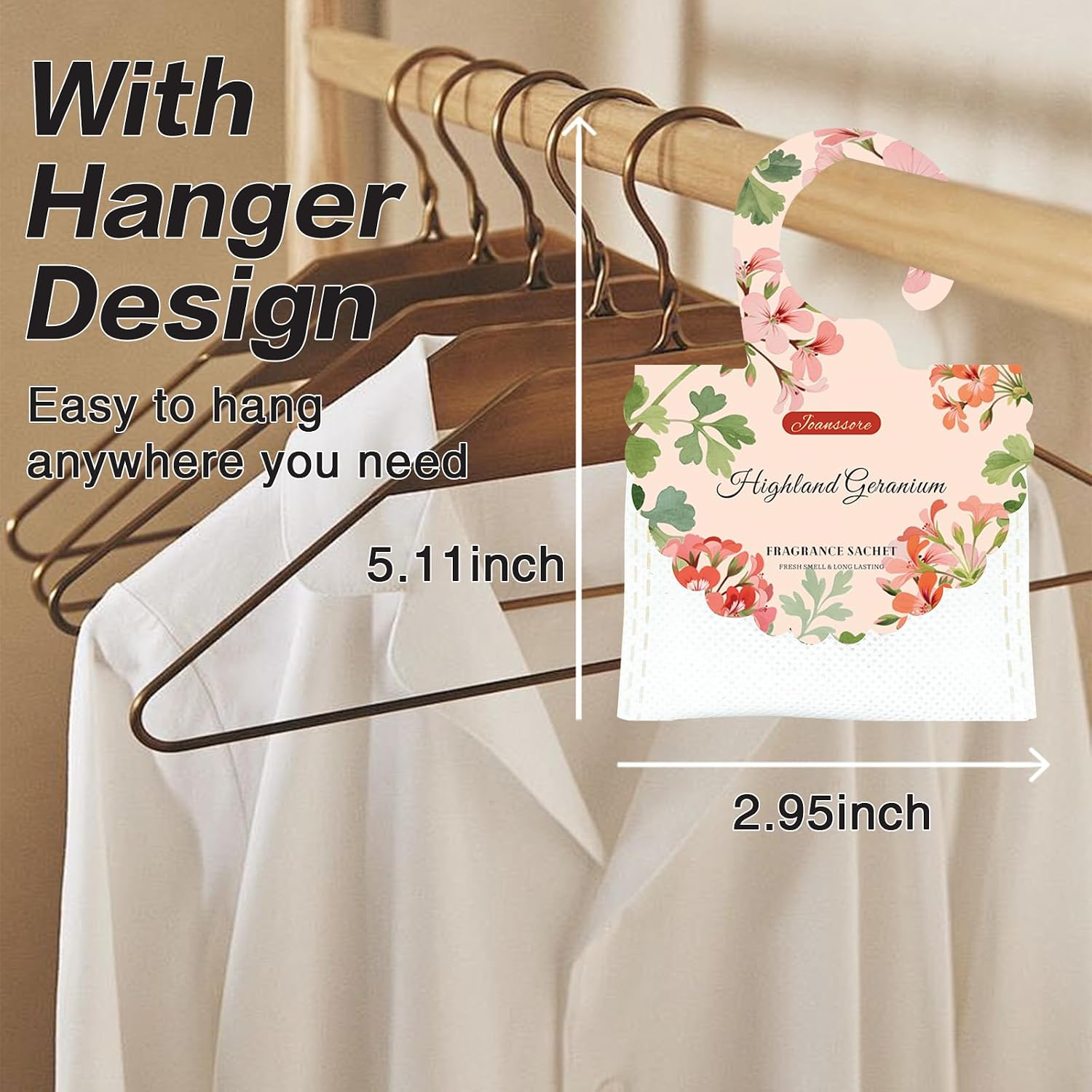 15 Packs Scented Sachets Bag for Drawers and Closets, Home Fragrance Sachet, Long-Lasting Hanging Closet Deodorizer Smell Goods for House (Highland Geranium)