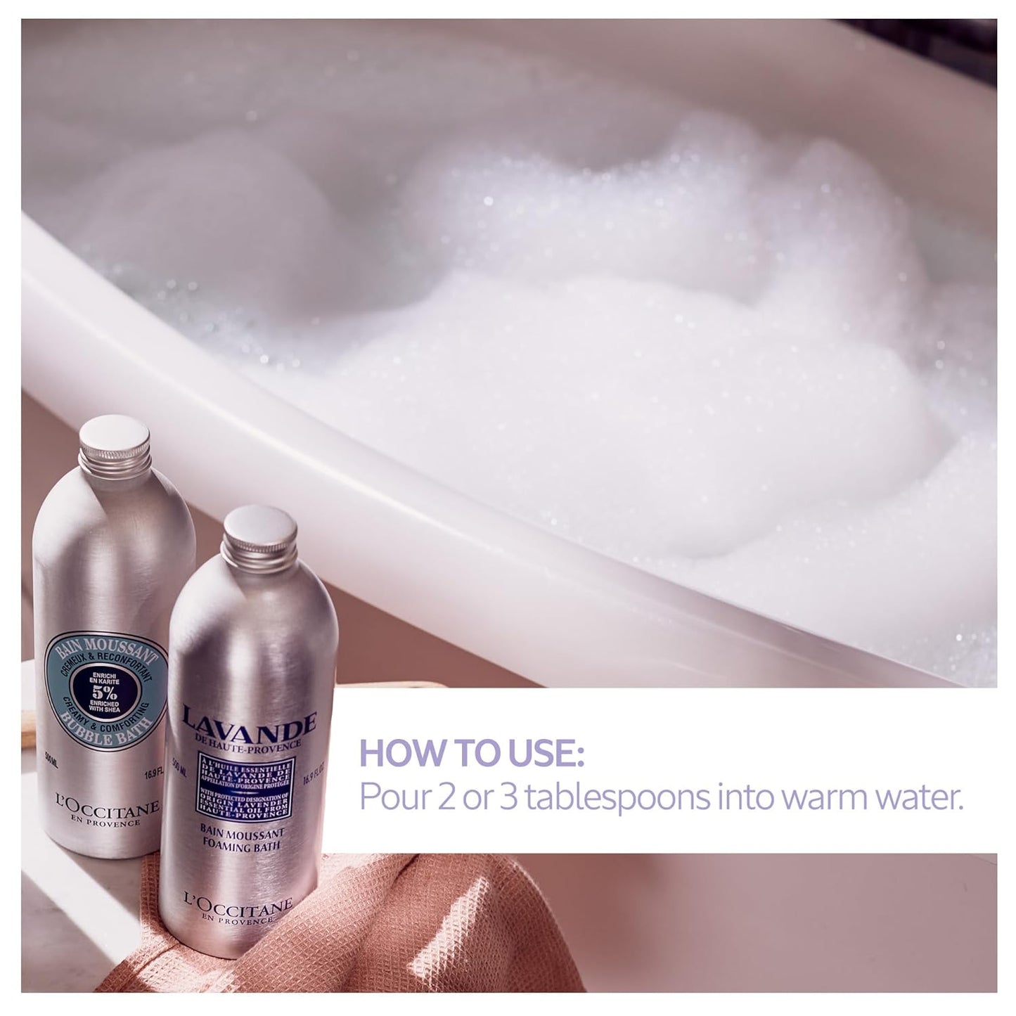 L'Occitane Relaxing & Foaming Lavender Bubble Bath Refill Enriched with Lavender Essential Oil 16.90 fl oz
