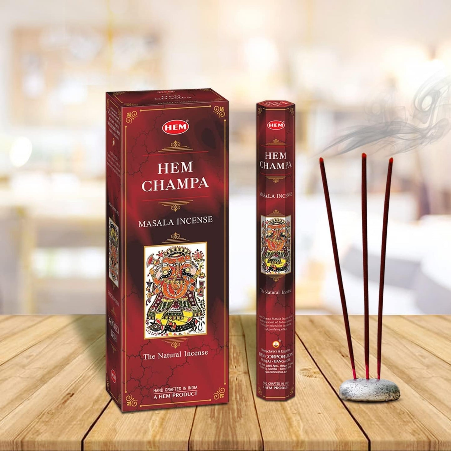 HEM Champa Masala Incense Sticks Pack Of 120 Count | 100% Natural Resin, Pure House & Flower Powder | Aromatherapy Incense For Air Purifier, Meditation & Spiritual Environment | Gift Set - (301 gm each)