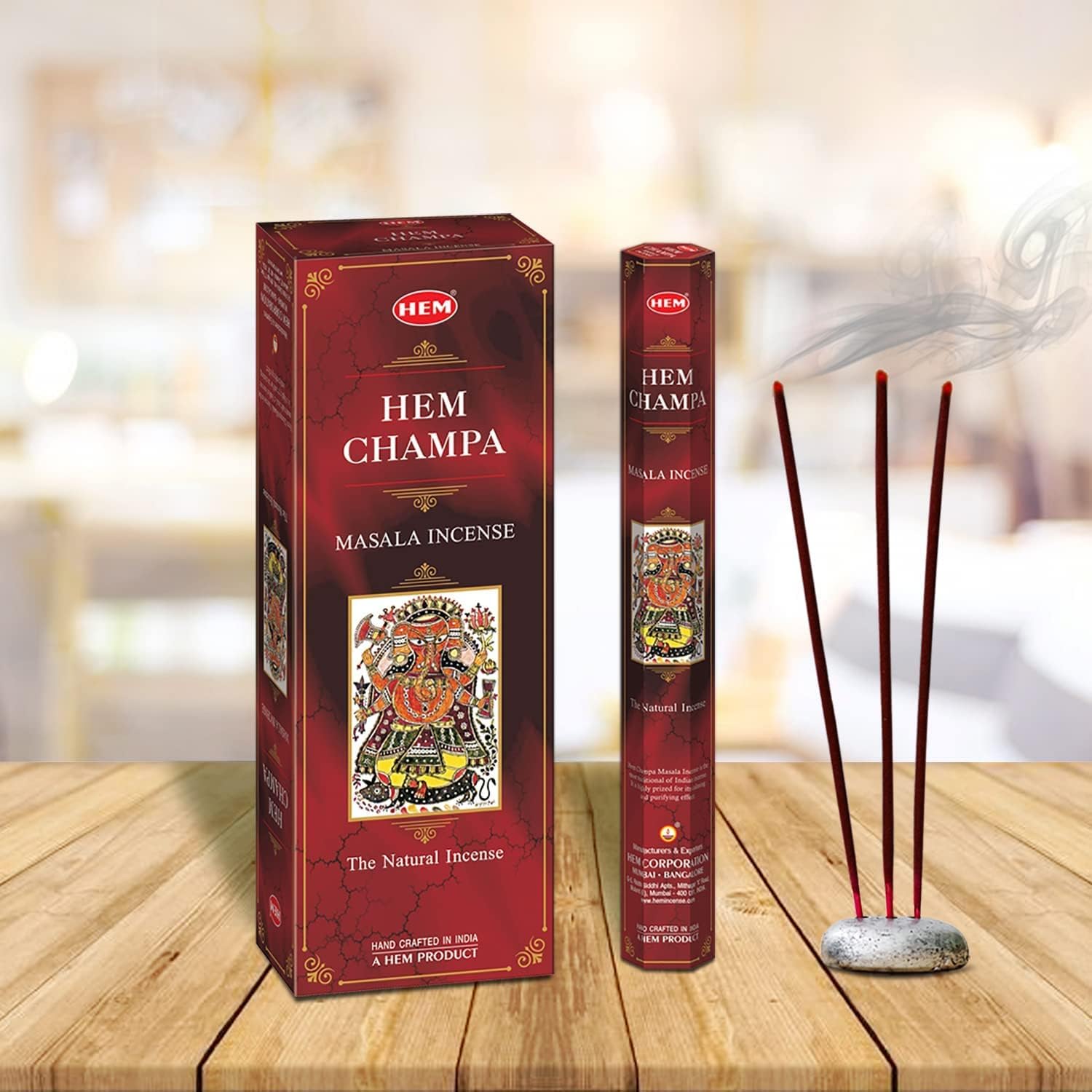 HEM Champa Masala Incense Sticks Pack Of 120 Count | 100% Natural Resin, Pure House & Flower Powder | Aromatherapy Incense For Air Purifier, Meditation & Spiritual Environment | Gift Set - (301 gm each)
