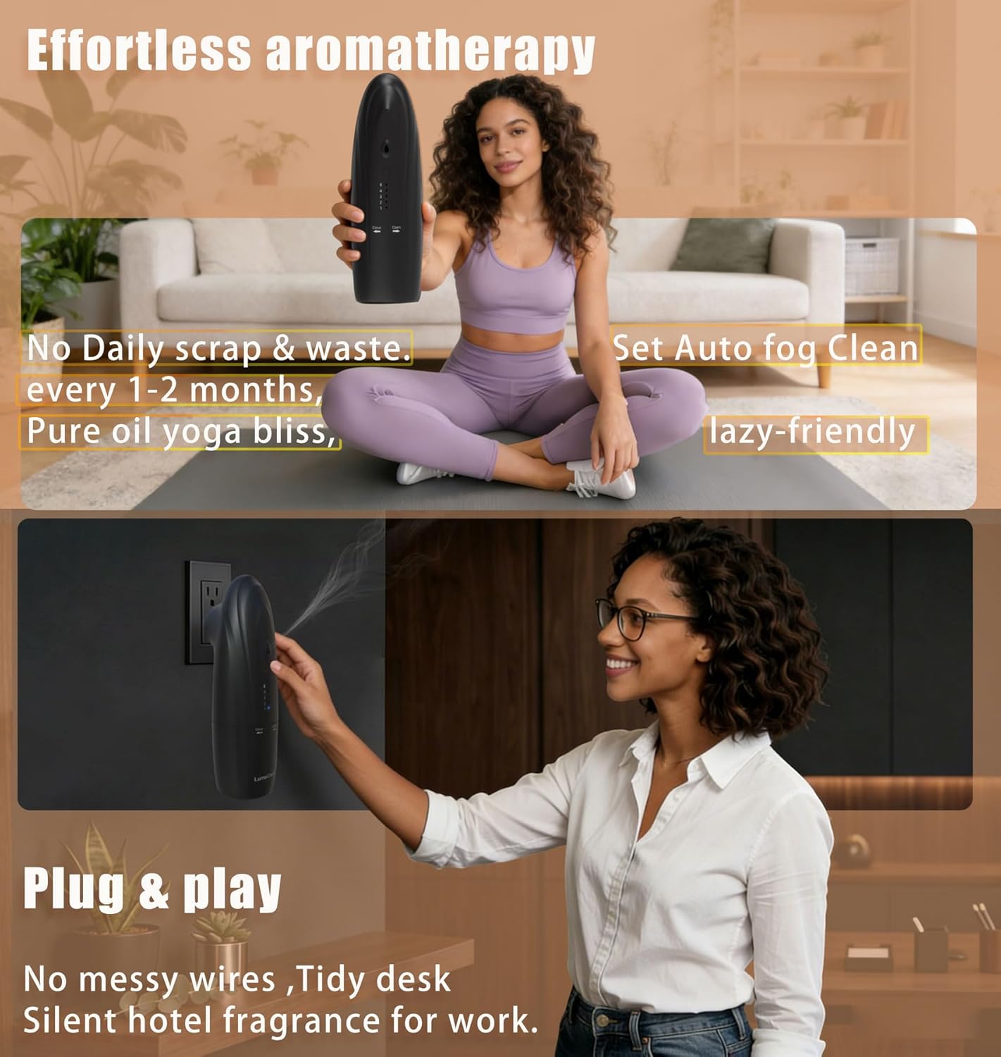 Plug-in Waterless Essential Oil Diffuser Smart App Bluetooth Scent Machine, Hotel Collection Cold Air Nebulizing Diffuser, Black