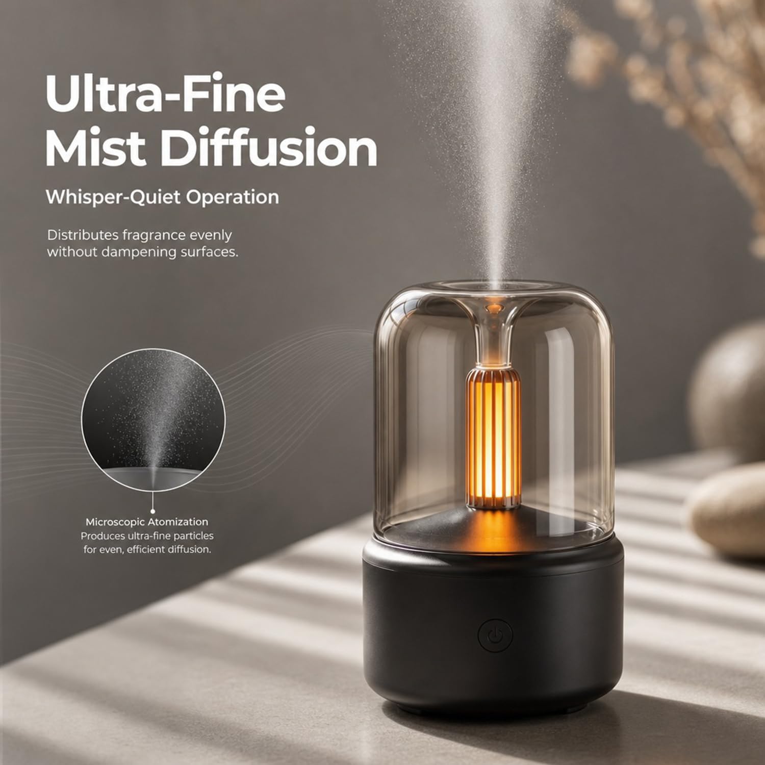 LONCIN Essential Oil Diffuser, 120ml Aromatherapy Diffuser with Auto Shut-Off Function, Ultrasonic Diffusers for Essential Oils, Cool Mist Humidifier with Warm Lights, for Home & Office