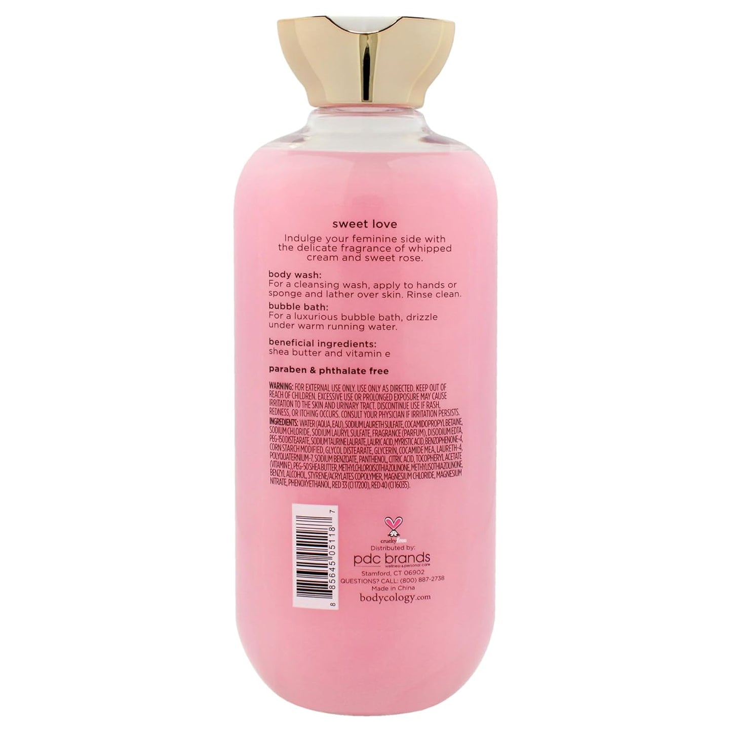 2 in 1 Body Wash and Bubble Bath - Sweet Love by Bodycology for Women - 16 oz Body Wash