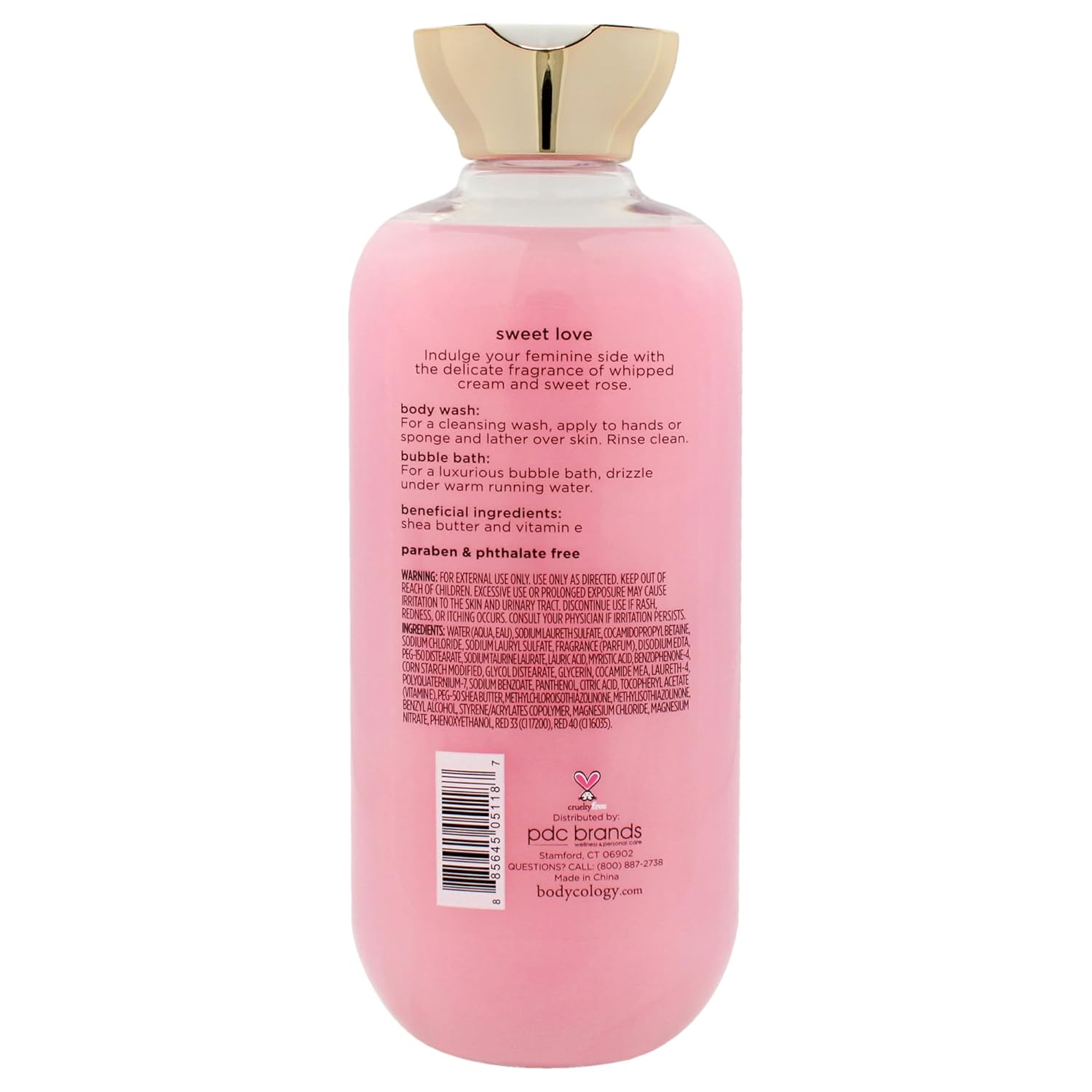 2 in 1 Body Wash and Bubble Bath - Sweet Love by Bodycology for Women - 16 oz Body Wash