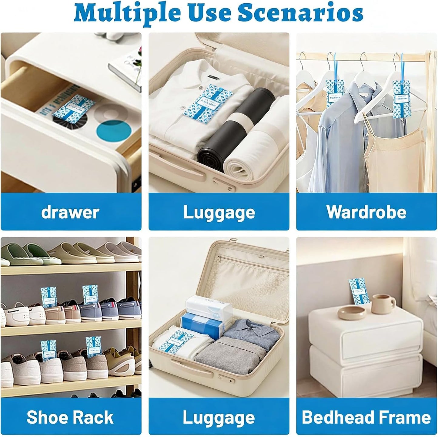 STRN Linen Scented Sachets for Drawer and Closet, Long-Lasting Sachets, 14 Packs for Home Fragrance, Small Space Air Freshener for Wardrobes