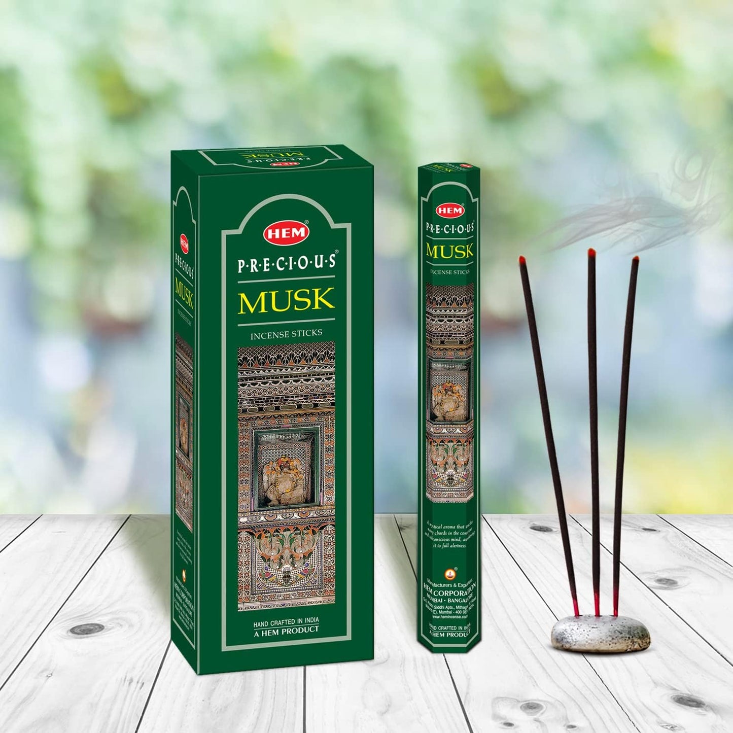 HEM Precious Musk Incense Sticks – (120 Sticks, 6 Boxes Inside) - 9 Inches Long ,Dispel Negativity, Induce Relaxing Sleep, Spiritual Strength, Aromatherapy, And Strengthen Meditation Practices