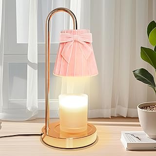 Pink Coquette Bow Flannel Candle Warmer Lamp with Timer and Dimmer, for Mom/Wife, Melt Wax Warmer Lamp with 2 Bulbs for Candle Jars House Warming New Home Christmas Decor