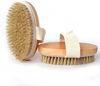 2 Pcs Dry Brushing Body Brush,Natural Bristle Exfoliating Body Scrubbers for Dead Skin,Cellulite,Lymphatic Drainage and Improve Blood Circulation