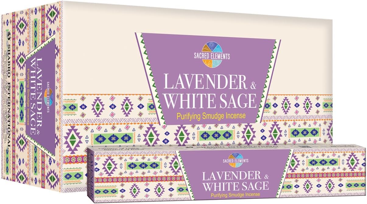 Sacred Element's Lavender & White Sage Masala Incense Sticks – Calming Aromatherapy Blend for Meditation, Relaxation & Cleansing – Perfect Fall or Housewarming Gift – 15g Pack (Total 100+ Sticks)