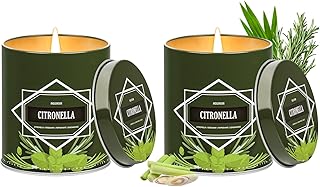 Citronella Candles Outdoor 2-Pack, Total 18oz Citronella Candles for Outside Patio, Camping & Garden, Summer Gifts for Indoor Home Scented, 50-Hour Burn Time, 9 Ounce Each