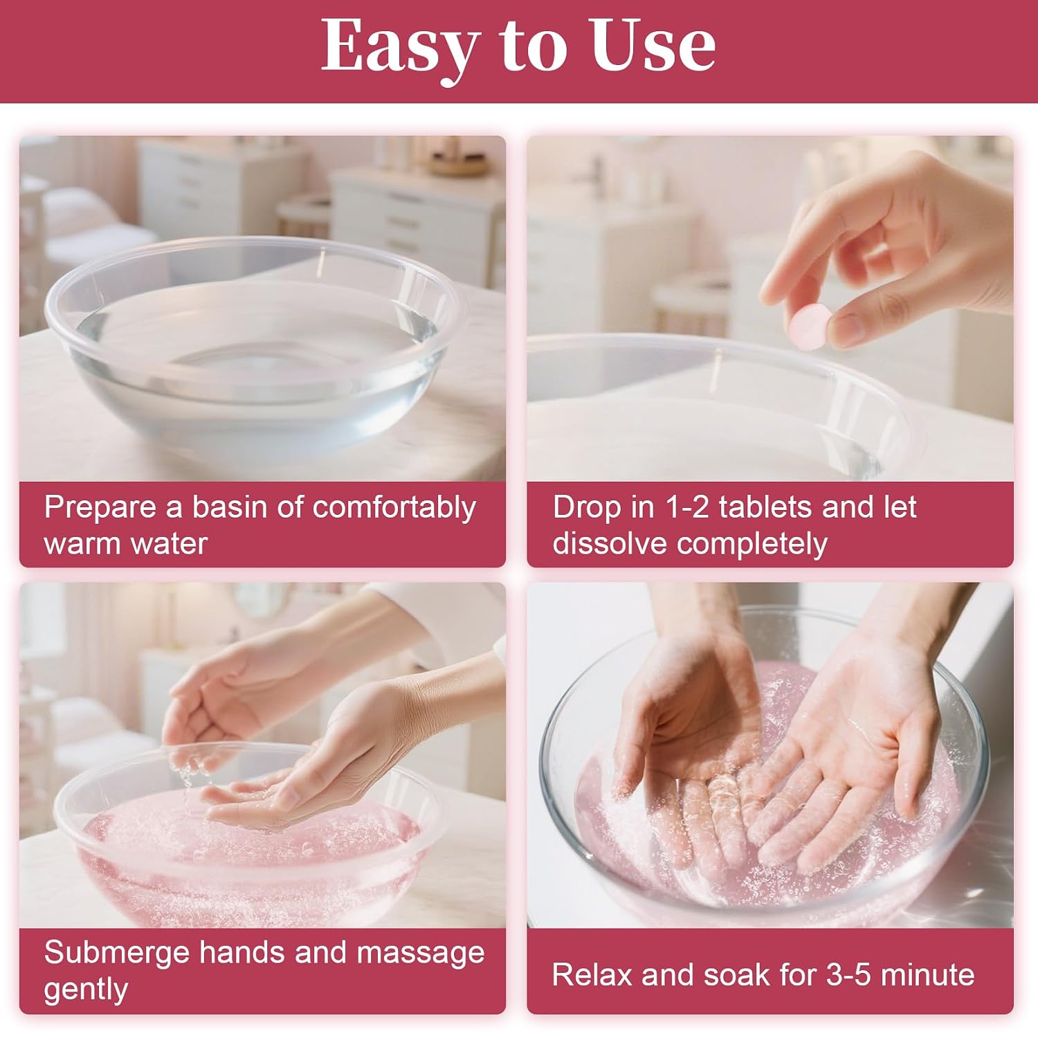 Manicure Spa Balls 8oz -Rose Soak Balls Moisturizing Tablets Cuticle Soften Bombas Efervescentes Para Pedicure Spa Nail Supplies Tools for Hand Soak Pedicure Soak Nail Care Nail Salon（80count）