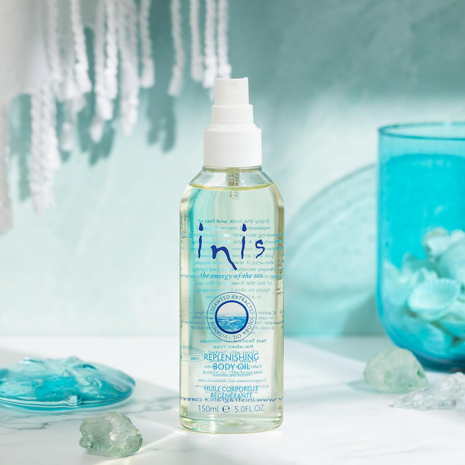 Inis the Energy of the Sea - Replenishing Body Oil Spray for Women and Men, Fast-Absorbing Jojoba and Seaweed Moisturizer, After Shower Dry Body Oil with Vitamin E, 5 fl oz