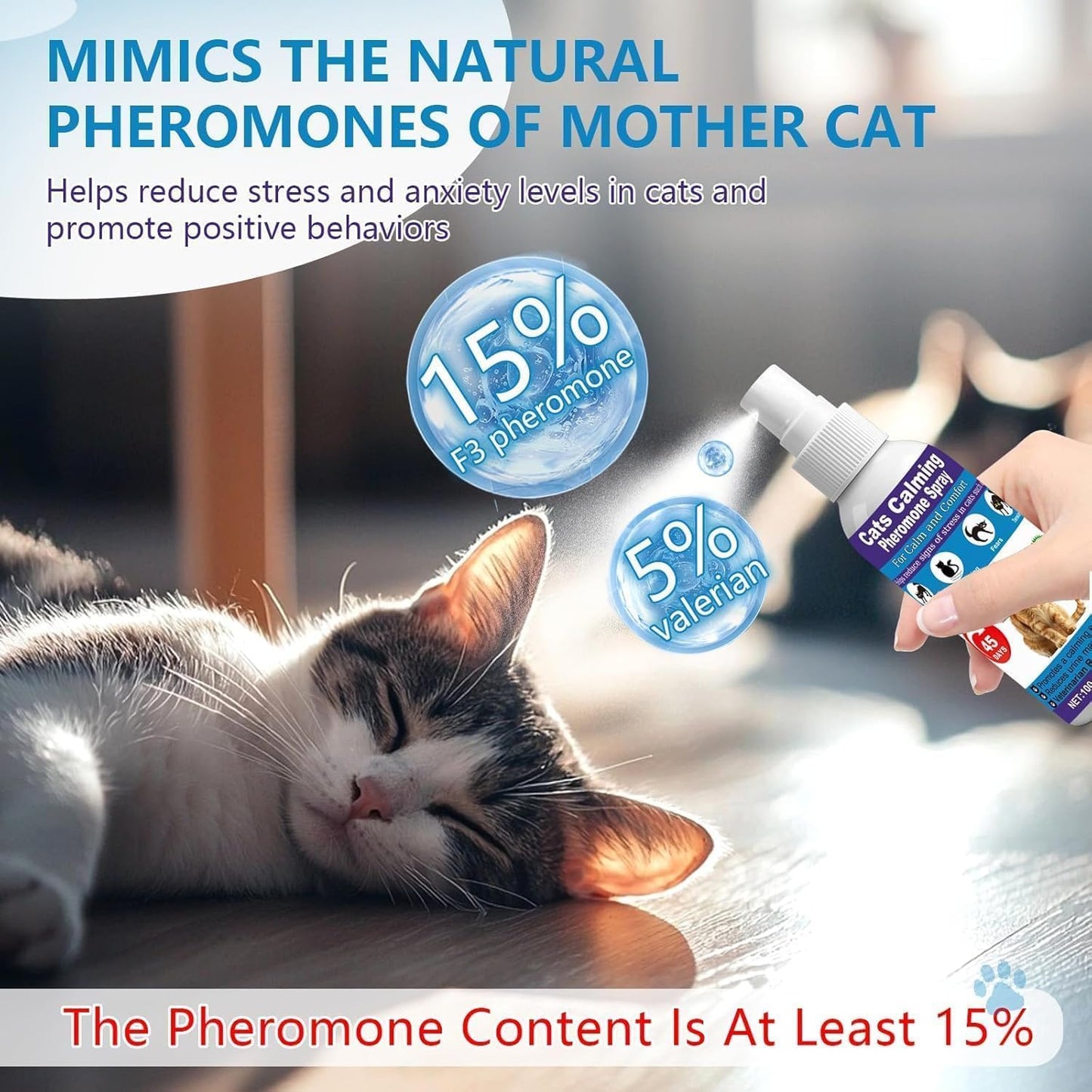 Cat Calming Pheromone Spray for Stress & Anxiety Relief – Reduces Scratching, Urine Spraying, Hiding – Drug-Free & Vet Recommended – Feline Calm Spray with F3 Facial Pheromone 2 * 100mL 8.9oz