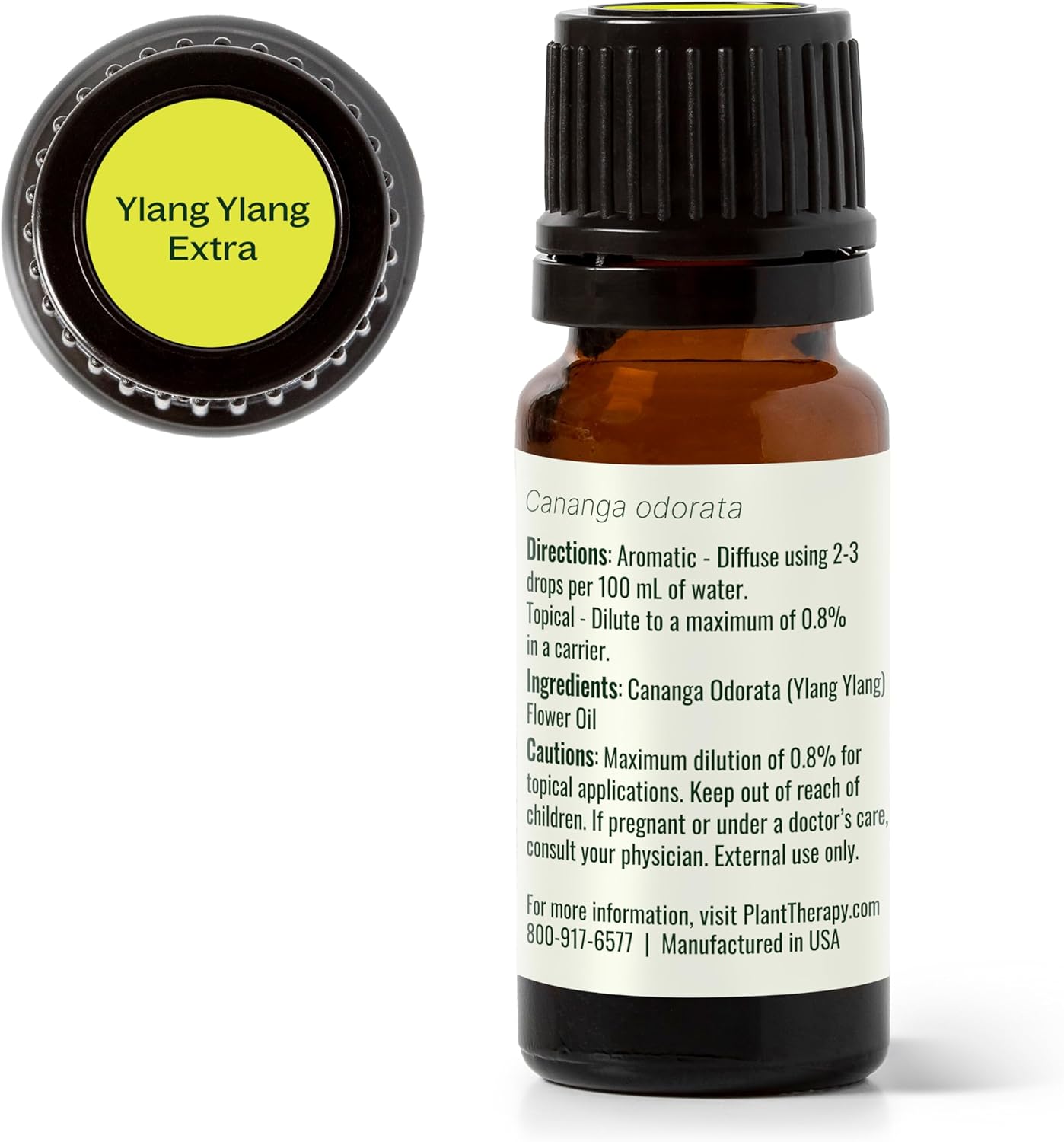 Plant Therapy Ylang Ylang Extra Essential Oil 10 mL (1/3 oz) 100% Pure, Undiluted, for Calming Aromatherapy, Romantic Gift