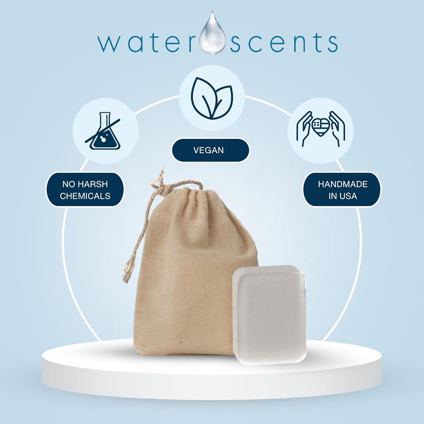 Water Scents Solid Air Freshener Bar – Eucalyptus & Spearmint Scent – Long-Lasting, Natural Aromatic Freshness | Handmade & Vegan