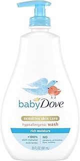 Baby Dove Sensitive Skin Care Baby Wash For Baby Bath Time Rich Moisture Tear-Free and Hypoallergenic, 20 oz (Packaging May Vary)