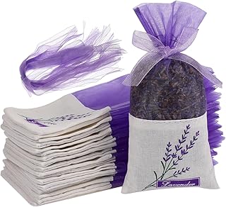 PRETYZOOM 30pcs Lavender Scented Sachets Bags Light Purple Fragrance Bags Drawstring for Closets Cars and Giving