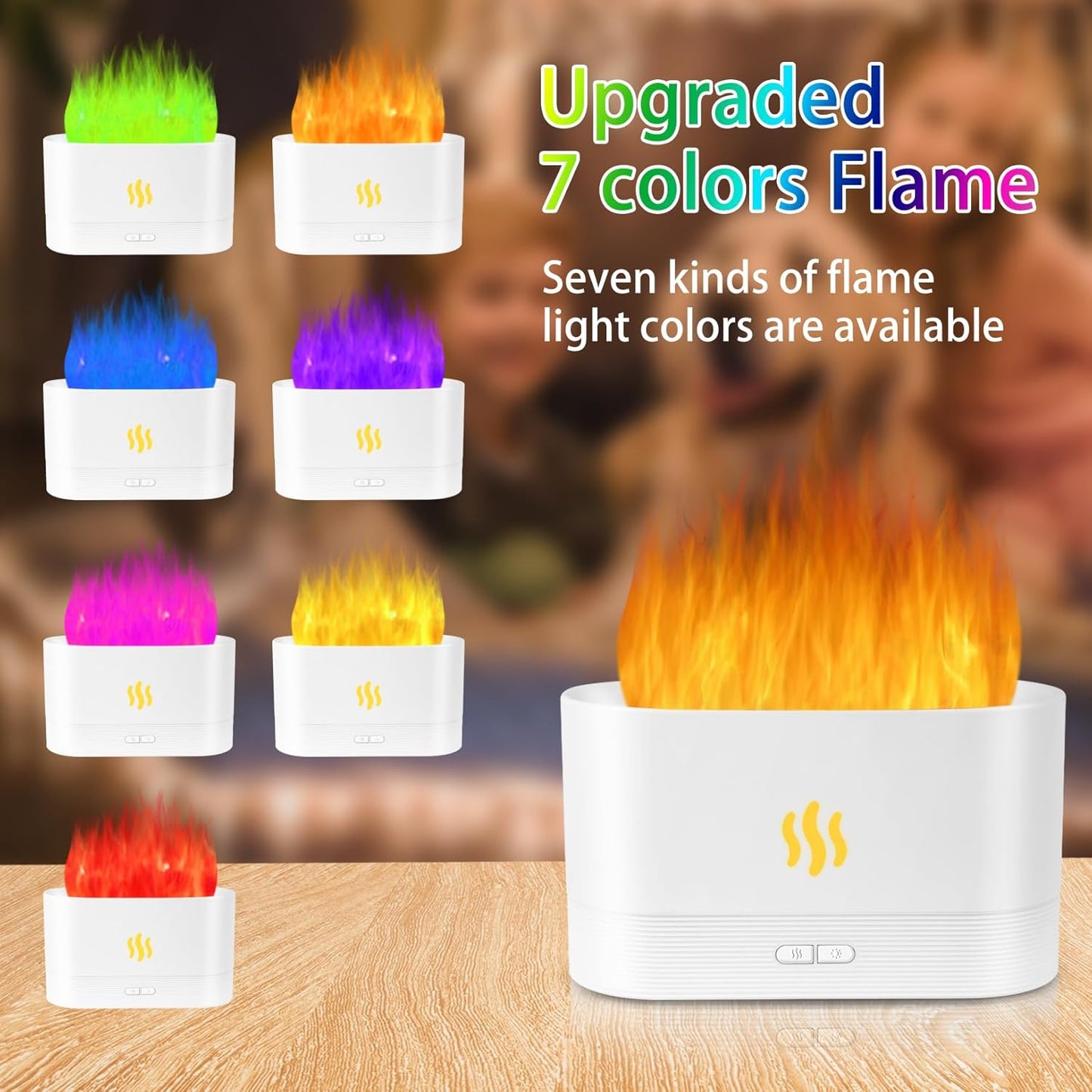 Flame Diffuser Humidifier-Auto Off 180ml Essential Oil Diffuser-2 Modes Brightness Aroma Humidifier with Fire Flame Effect for Home,Office,Spa,Gym (White)