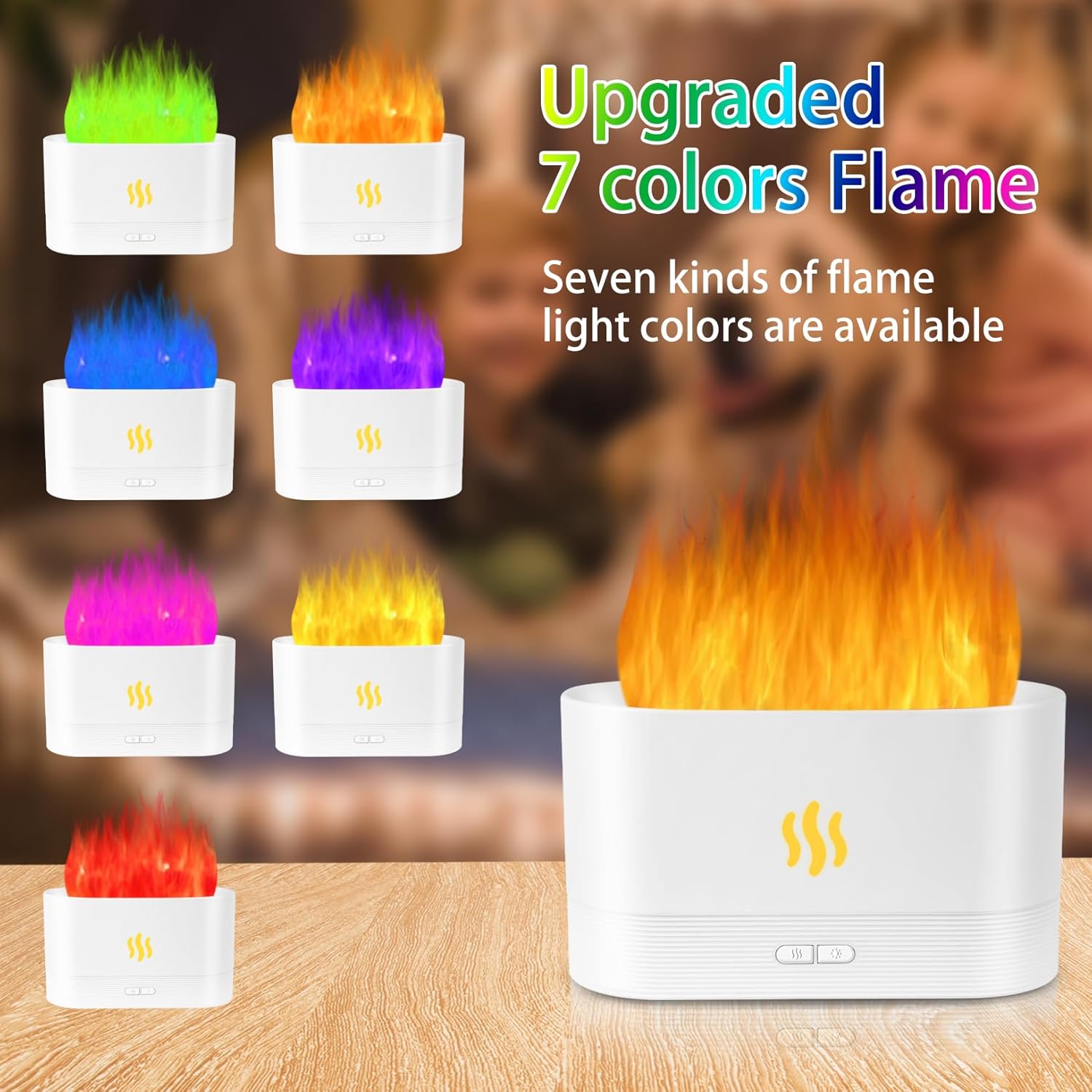 Flame Diffuser Humidifier-Auto Off 180ml Essential Oil Diffuser-2 Modes Brightness Aroma Humidifier with Fire Flame Effect for Home,Office,Spa,Gym (White)