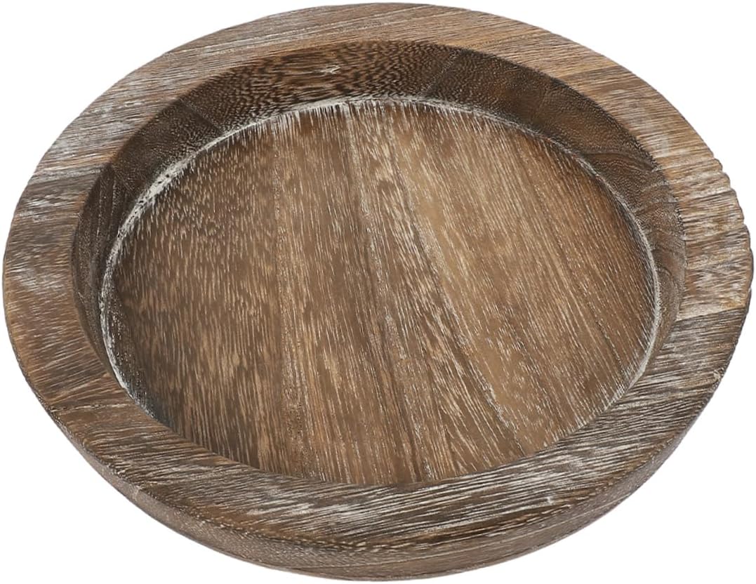 Solid Wood Candle Tray Multifunctional Round Decorative Holder Coffee Table Decor Tray
