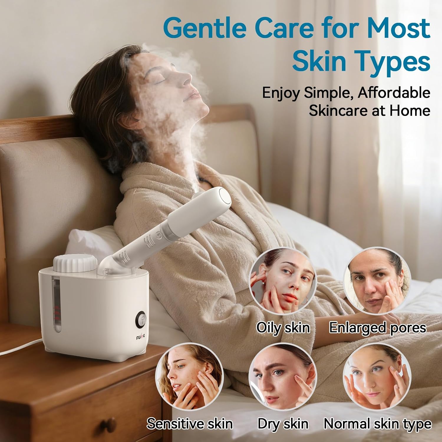 Facial Steamer Nano Ionic Face Steamer with 360° Rotating Arm, Esthetician Facial Steamer for Deep Cleaning, Portable Spa Facial Machine for Home Salon