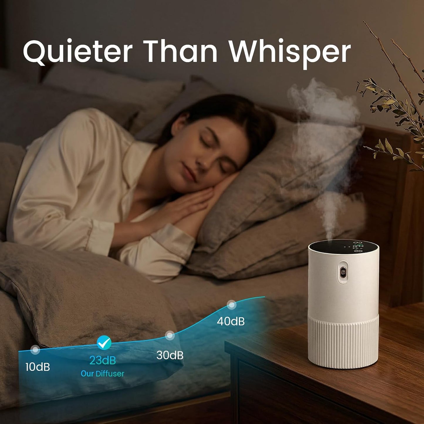 Waterless Diffuser for Essential Oil, Aluminum Alloy & Fabric, 0.33 Fl Oz/ 10mL, Cold Air Waterless Diffusers, Scent Diffuser with Timer & 4 Mist Levels for Home, Room, Car, Office - Whine