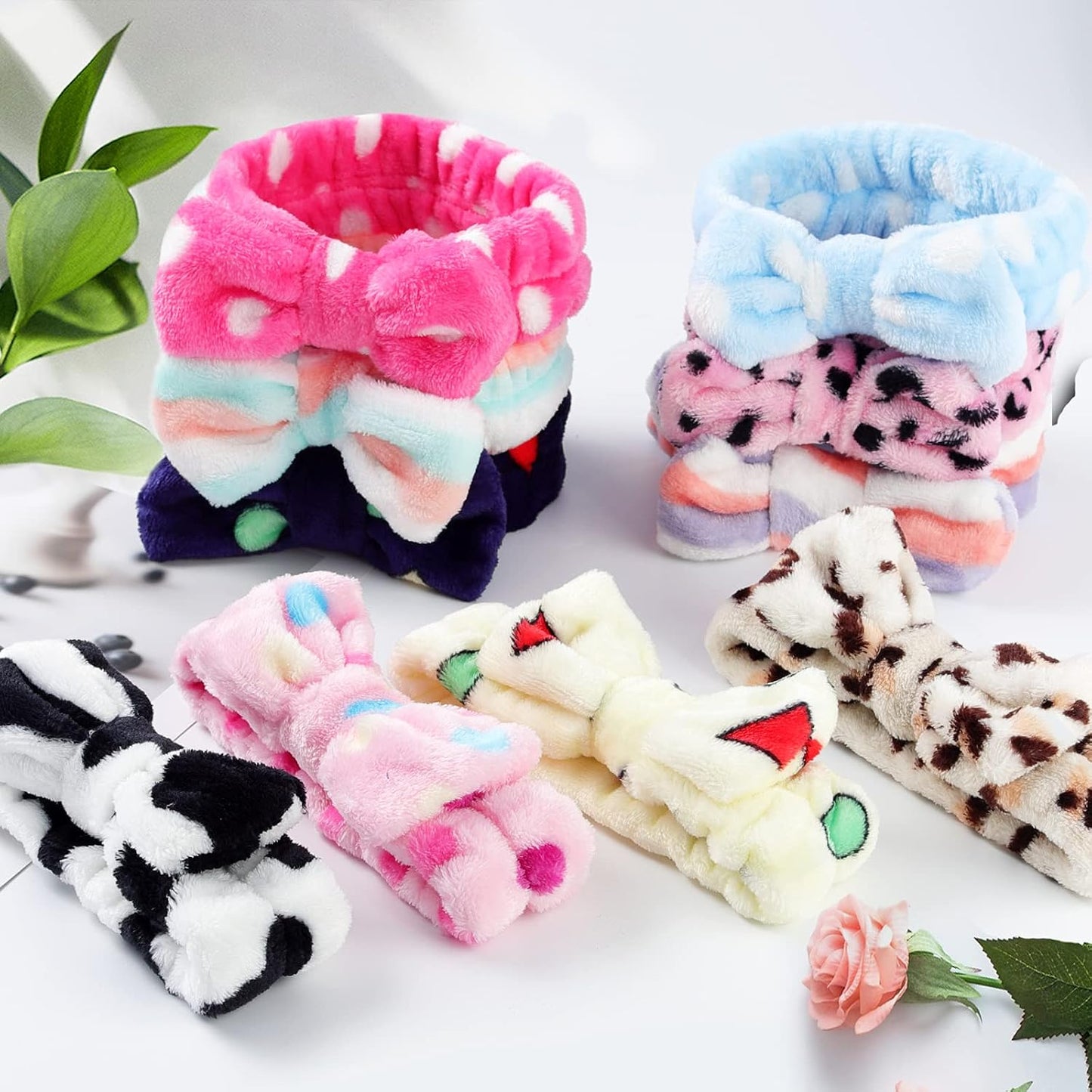 LAXIZAR 10 PCS Bow Headbands Shower Spa Headbands Headwraps for Women Washing Face Hair Band