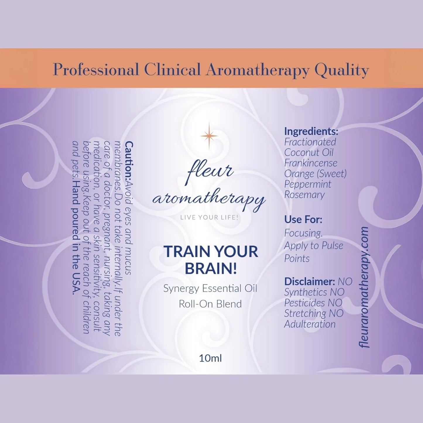 Train Your Brain Synergistic Essential Oil Roll-On 10ml – Focusing On-the-Go Aromatherapy – Professional Clinical Aromatherapy Quality – Fleur Aromatherapy