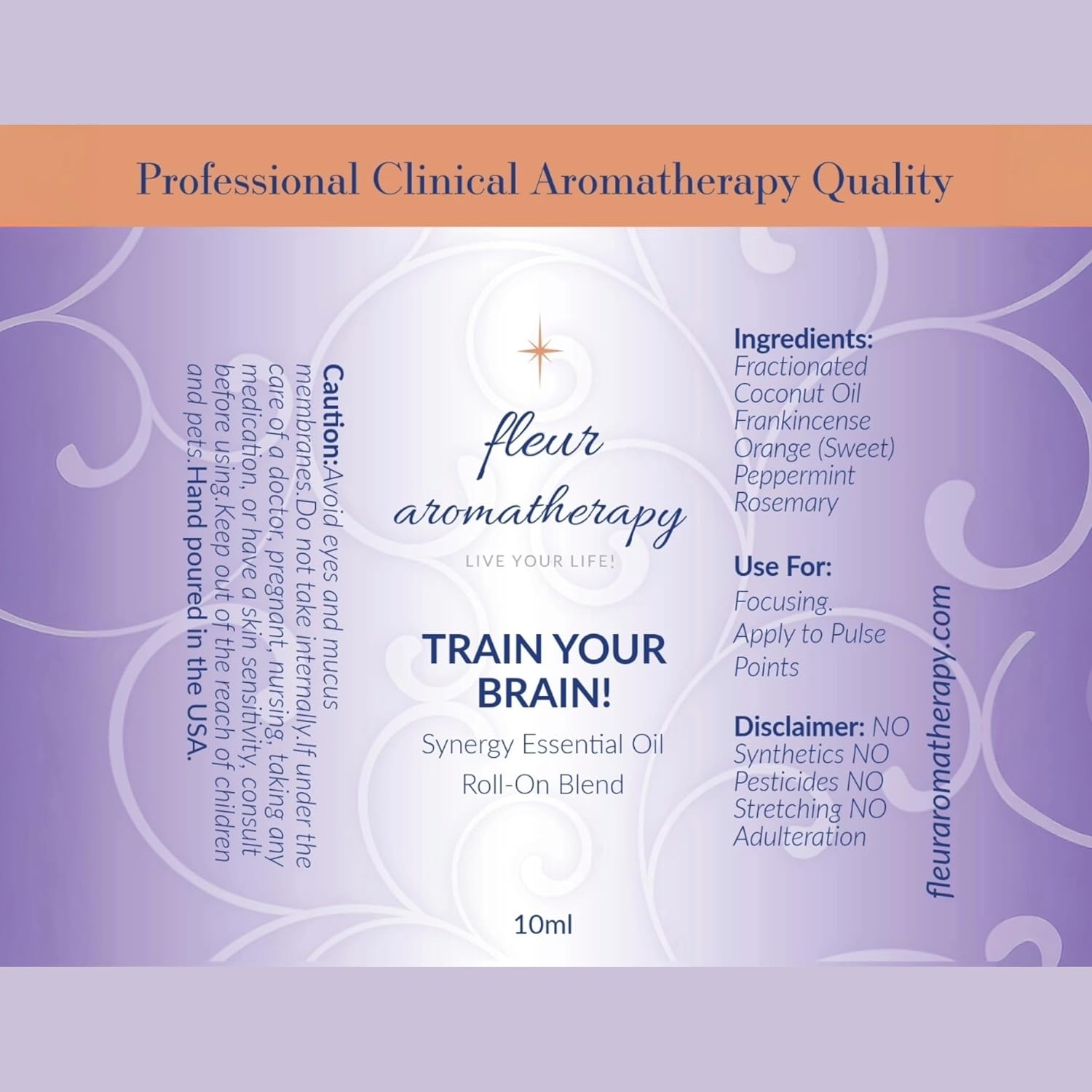 Train Your Brain Synergistic Essential Oil Roll-On 10ml – Focusing On-the-Go Aromatherapy – Professional Clinical Aromatherapy Quality – Fleur Aromatherapy