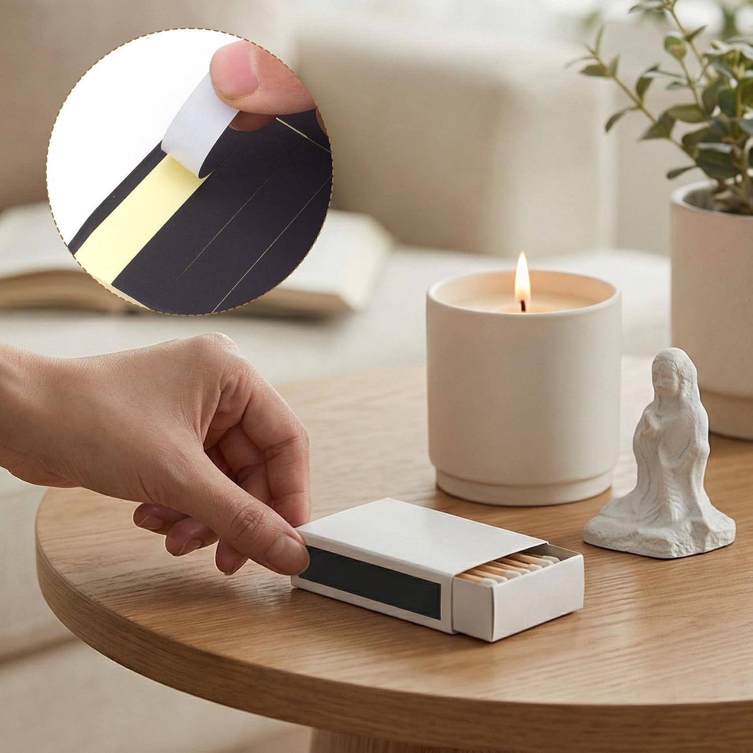 42pcs Black Match Striker Stickers, 2.36" Rectangular Adhesive Match Striker Papers Stickers, Paper Sheets Supplies for Candles Fireplace Boot Matching Holder Bottles Jars Containers