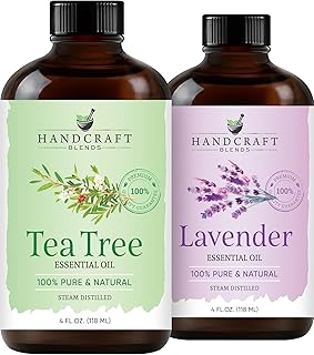 Handcraft Blends Soothe & Cleanse Set: Lavender and Tea Tree Essential Oils – (2 x 4 Fl Oz) – 100% Pure & Natural – for Diffuser, Aromatherapy, and DIY Projects