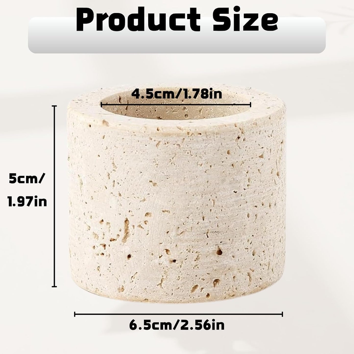 1 Match Holder with 3 Strikers, 2.56x1.97in Travertine Stone Decorative Fireplace Matches Dispenser Matchstick Organizer Cute Candle Jar for Camping Home Parlor Bathroom Kitchen, Matches Not Included