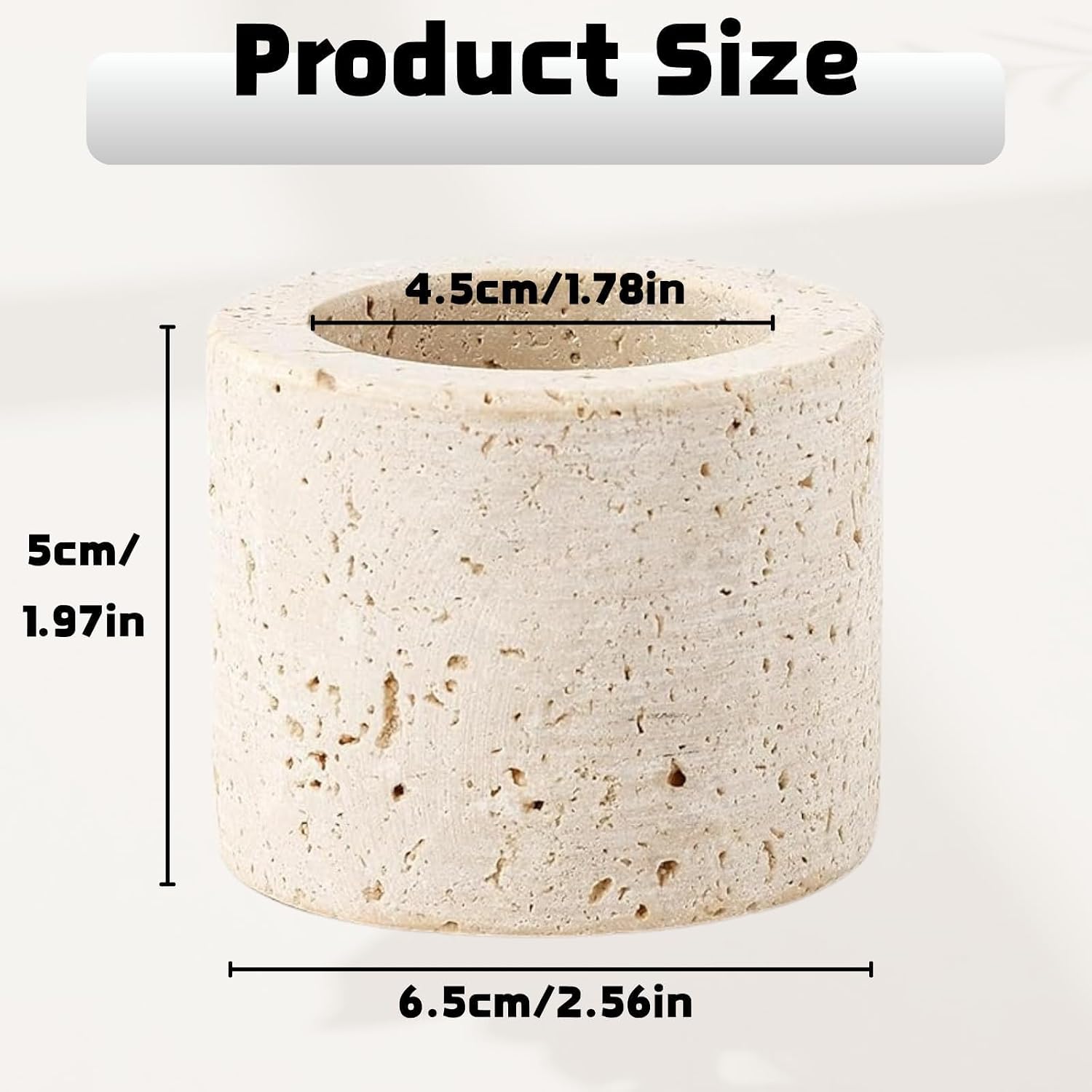 1 Match Holder with 3 Strikers, 2.56x1.97in Travertine Stone Decorative Fireplace Matches Dispenser Matchstick Organizer Cute Candle Jar for Camping Home Parlor Bathroom Kitchen, Matches Not Included