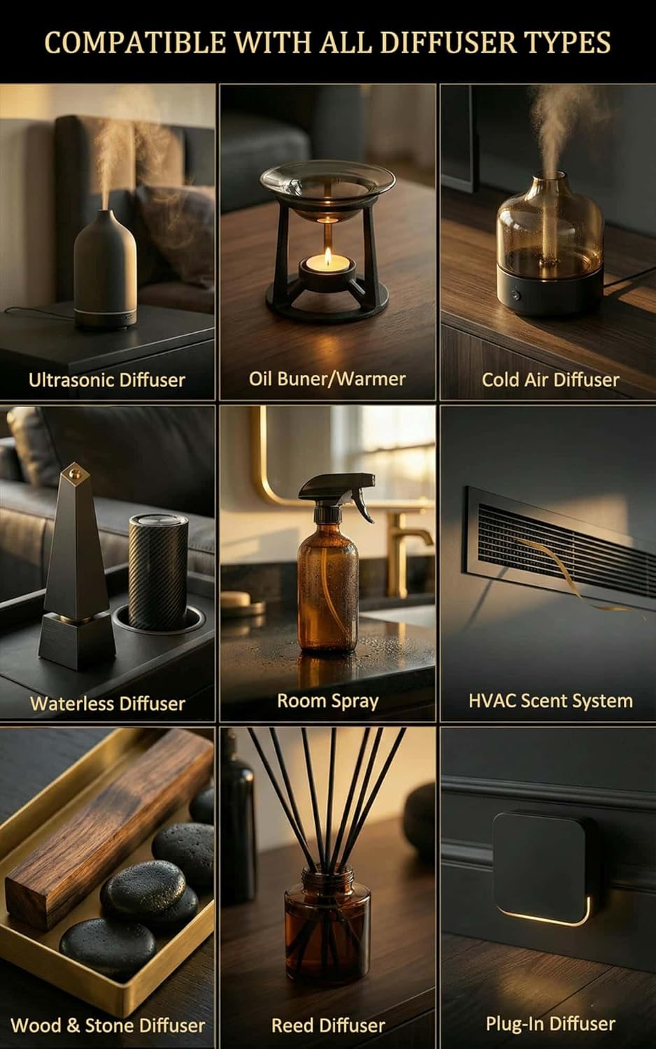 Hotel Diffuser Oil Inspired by Intercontinental Hotel – Fragrance & Essential Oil Blend for Waterless & Cold Air Diffusers – Jasmine, Sweet Orange, Sandal – Long-Lasting Aroma – Home, Spa – 3.38 Fl Oz