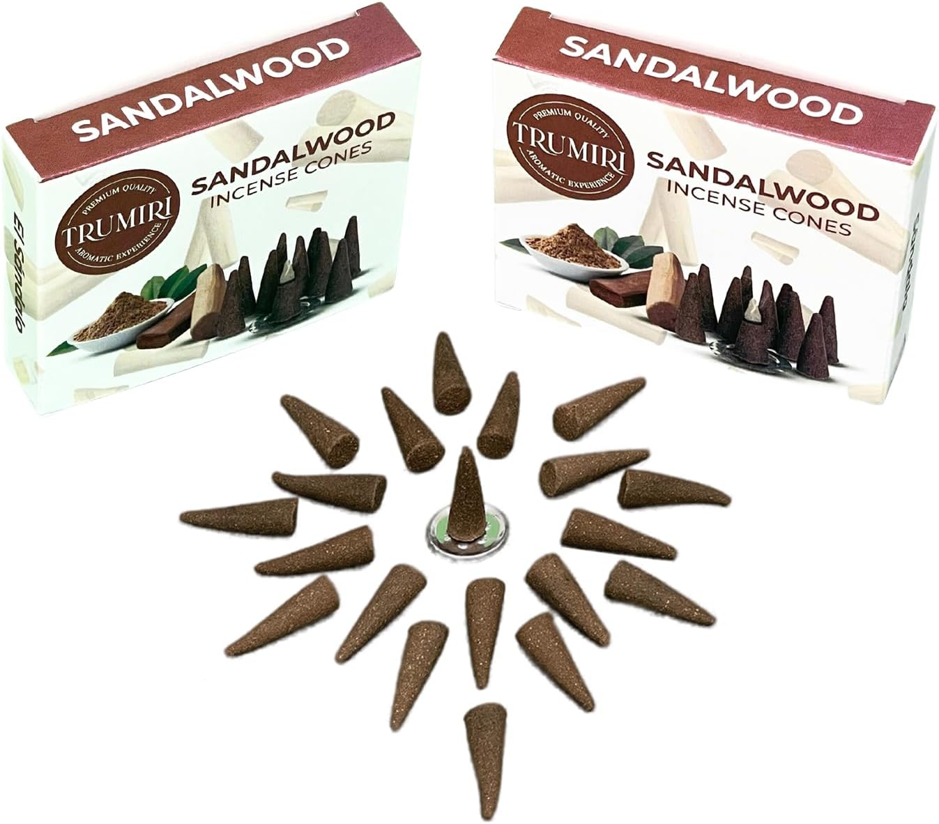 TRUMIRI Sandalwood Incense Cones - Total 20 Cone Incense - Dual Pack of 10 Insence Cones - Incense Cones Scented - Cone Incense Scents - Insense Cones - Incent Cone