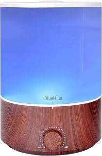 BlueHills Premium 4000 ml XL Essential Oil Diffuser 4L 4 Liter 70 Hour Run Humidifier Aromatherapy 1 Gallon Big Capacity High Mist Output for Extra Large Room Home Mood Lights Dark Wood Grain E402