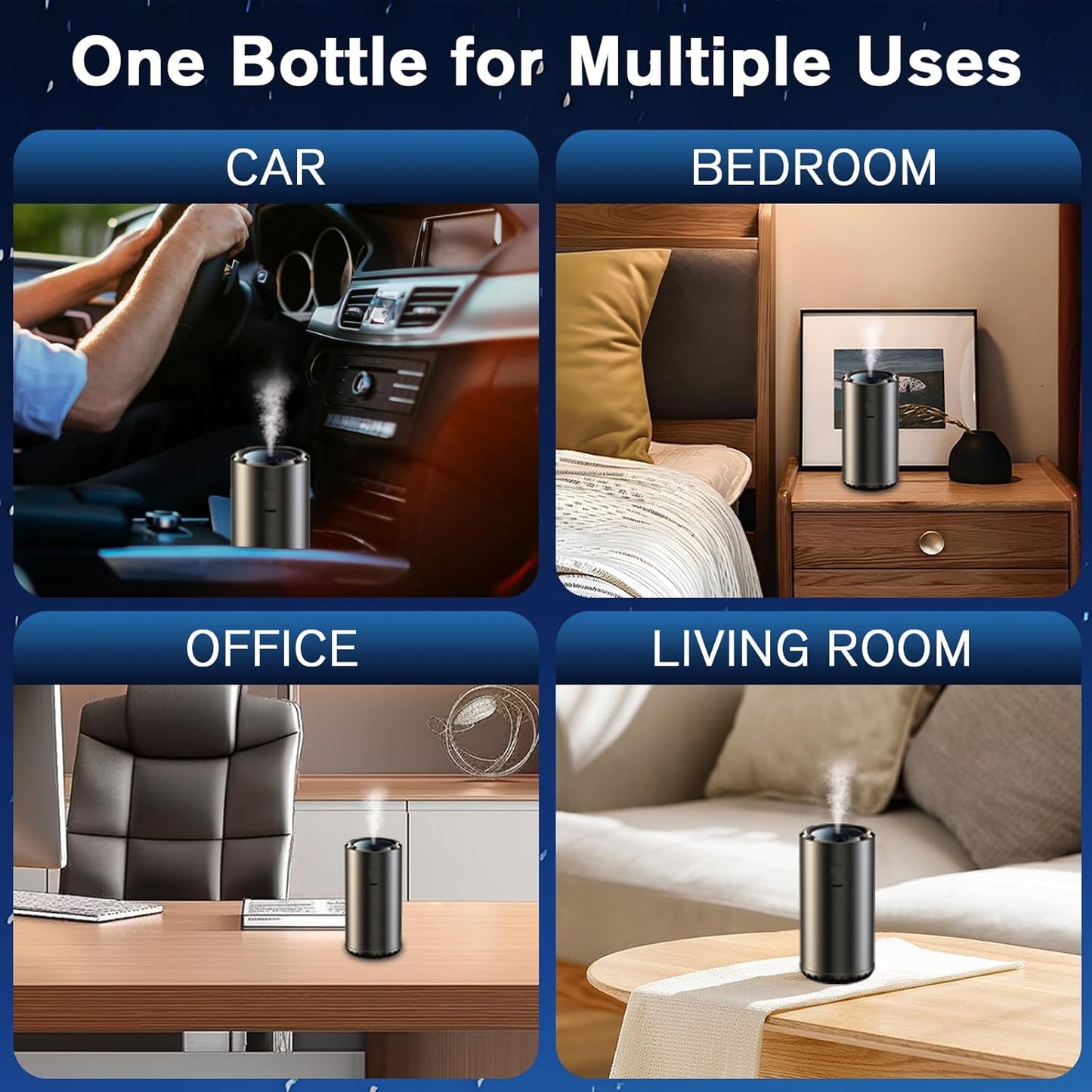 Smart Car Air Freshener, Car Air Freshener Diffuser with 100ml Perfume, Long Lasting Lasts 6 Months, RGB Music Syncing Light, Auto On/Off, 5 Adjustable Rechargeable Aroma Diffuser, Cologne