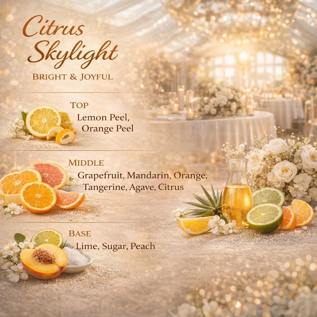 Citrus Skylight Scented Candle | Citrus, Agave & Peach | 10 oz Hand-Poured Coconut Apricot Wax | 45+ Hour Clean Burn | Bright Tropical Home Fragrance