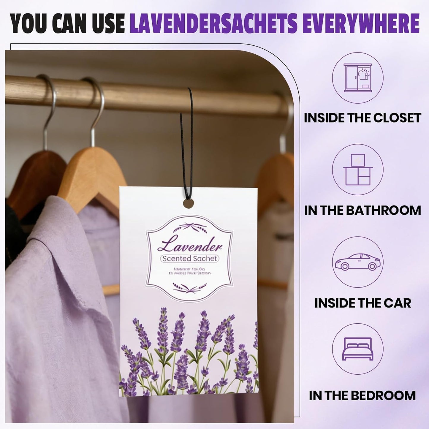 FURWEY 16 Packs Lavender Scented Sachets for Drawers and Closets,Long Lasting Sachet Bag Room Car Odor Deodorizer Fresh Scent Home Fragrance