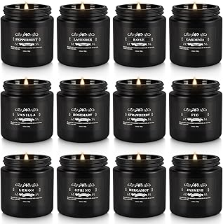 WPONSZU 12 Pcs Halloween Scented Candles with Added Natural Essential Oils, 3.05oz, Suitable for Various Festivals, Parties, Yoga, and Home Scene(Black)
