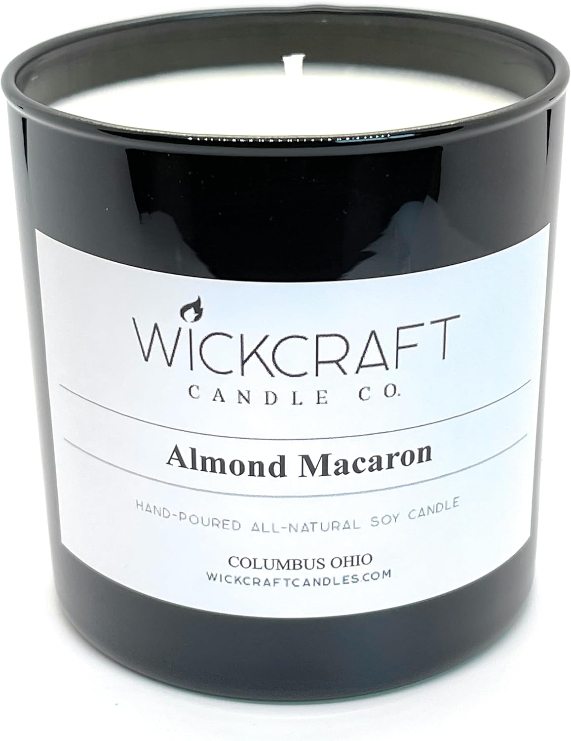 Almond Macaron Scented Soy Candle: 100% Pure Soy Wax with All-Natural Cotton Wick/Burns Cleanly 60 Hours + / Hand-Poured/USA Made / 16oz Black Jar/WickCraft Candle Company