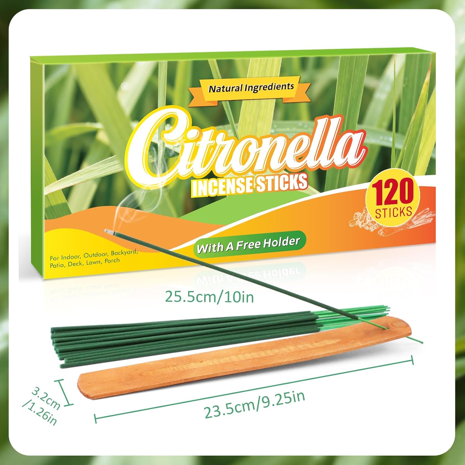 SCENTORINI Citronella Incense Sticks, 120 PCS Lemongrass Incense Sticks for Summer Home, Outdoor, Garden, Patio Camping, Pool Side, Porches, Courtyards, Farms, Garden Planting Area