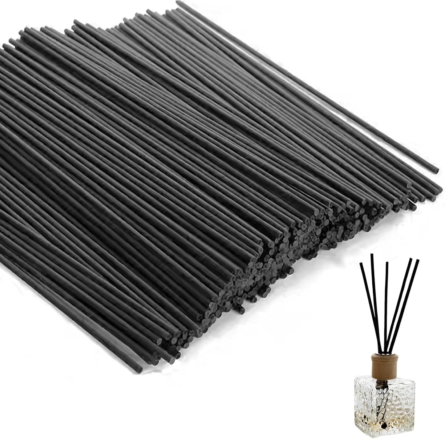 120 Pcs Reed Diffuser Sticks, 7.87 Inch Black Fibre Diffuser Sticks, Thick Reeds for Diffuser, Essential Oil Diffuser Sticks Refill for Aroma Fragrance Home Office Spa