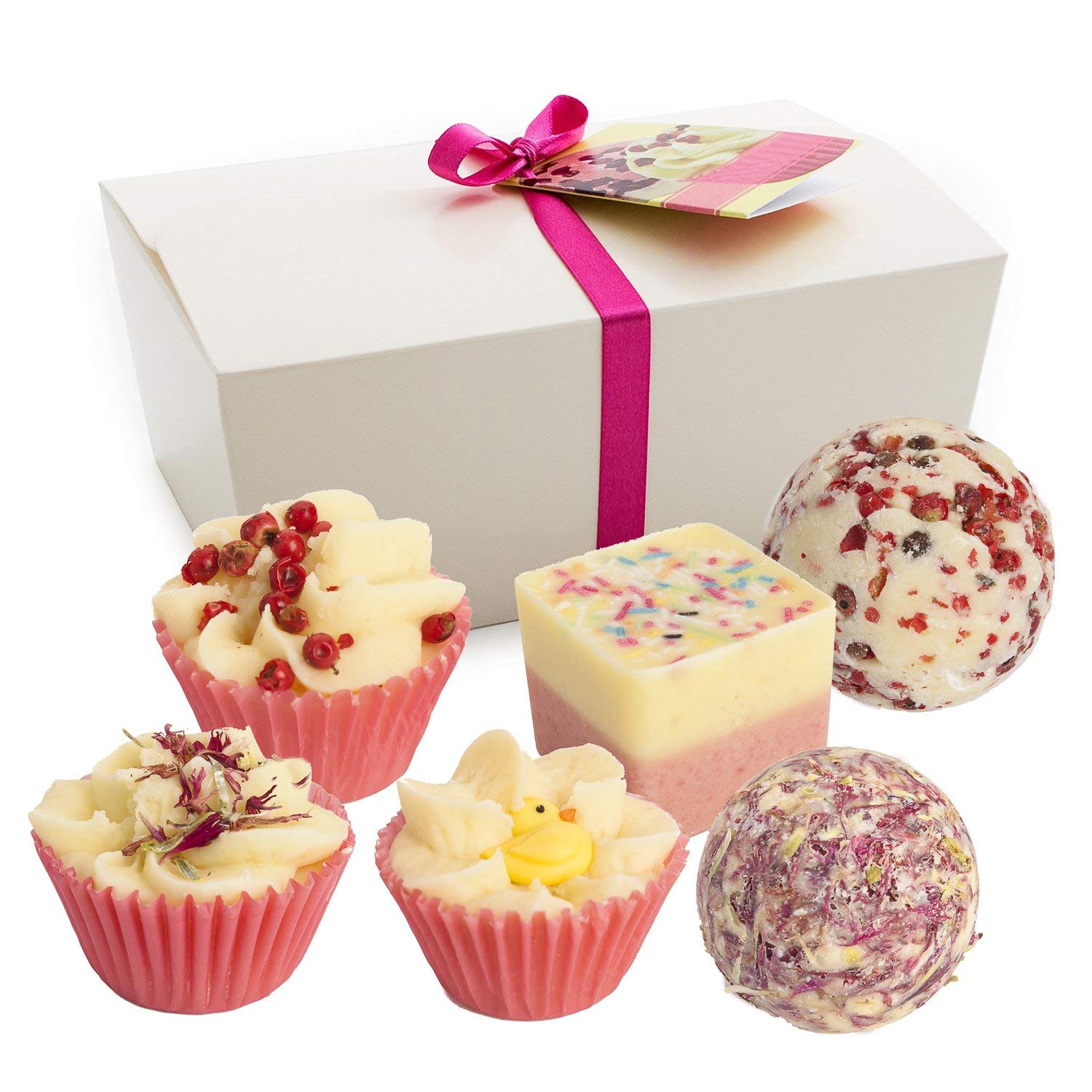 BRUBAKER Cosmetics 6 Handmade "Sweet Berries" Spa Bath Bombs Bath Melts Bath Truffles Gift Set - All Natural Vegan, Organic Shea Butter, Cocoa Butter and Olive Oil Moisturize Dry Skin.